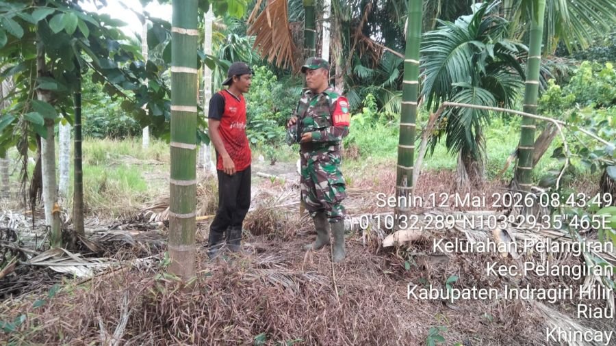 Sertu Dodi Eka Putra turun langsung menyisir kawasan tapal batas di Kelurahan Pelangiran