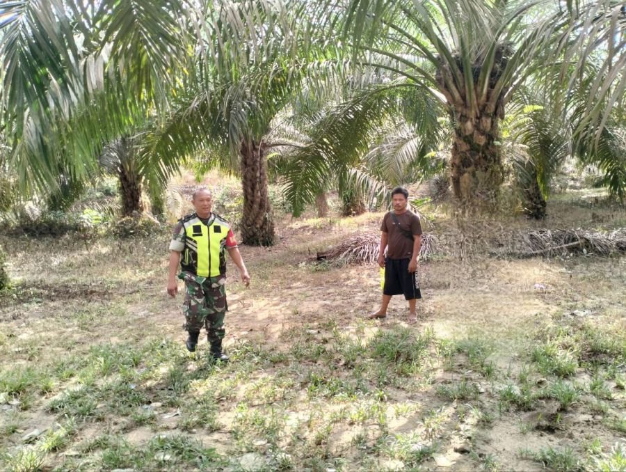 Sertu Juanda Patroli Karhutla di Tengah Kabut Asap di Desa Tanjung Medan