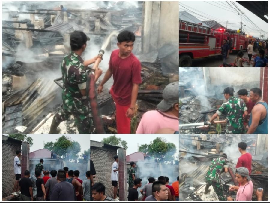 Sigap! Kebakaran di Sepakat Bulan Bagan Hulu, Babinsa dan Damkar Rohil Respons Cepat Padamkan Api