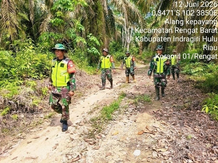 Sinergi Cegah Kebakaran Hutan, Koramil 01/Rengat Gelar Patroli Karhutla