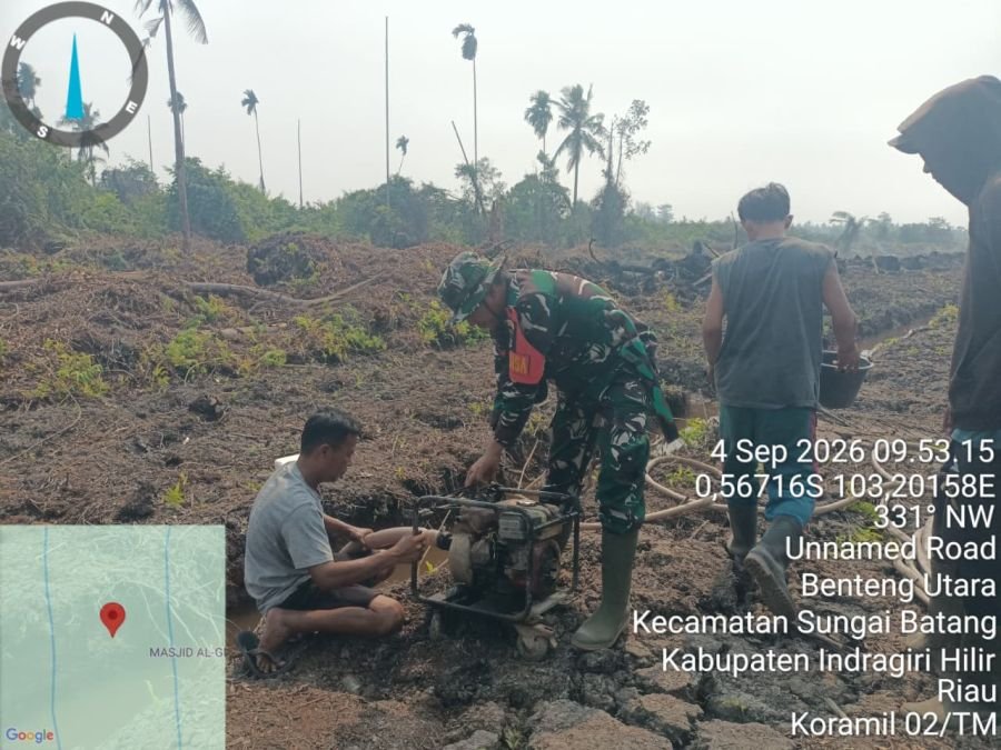 Sinergi TNI dan Masyarakat, Karhutla di Lahan Gambut Enok Berhasil Dipadamkan