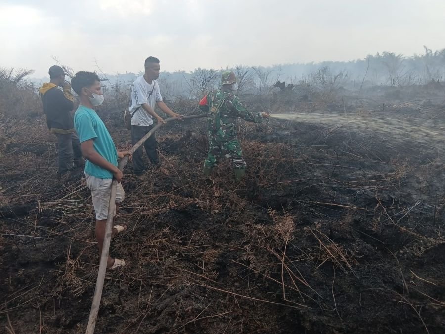 Sinergi TNI dan Masyarakat Padamkan Karhutla di Medang Kampai, 0,3 Hektare Berhasil Dipadamkan