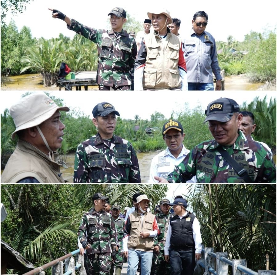 Sinergi TNI dan Pemda, Dandim 0314/Inhil Bersama Bupati Tinjau Rencana Pembangunan Jembatan Garuda
