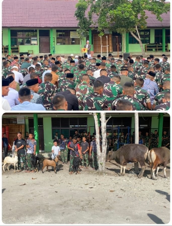 Suasana Religius Warnai Sholat Idul Adha Berjamaah Prajurit Yonif TP 898/PC