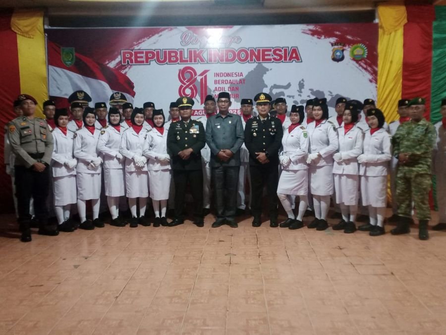 Danramil 10/Pelangiran Hadiri Pengukuhan Paskibra Kecamatan Pelangiran Tahun 2026