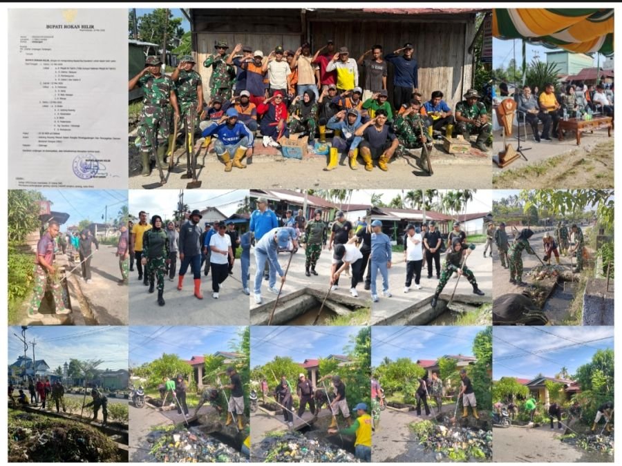 Sukseskan Instruksi Bupati Rohil, Koramil 01/Bangko Gelar Goro Massal Cegah DBD yang Memasuki Hari K