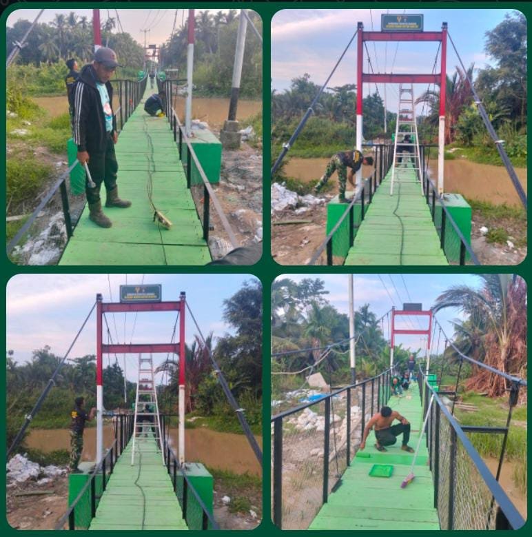 Tahap Akhir, Koramil 01/Tembilahan Percepat Finishing Jembatan Perintis Garuda