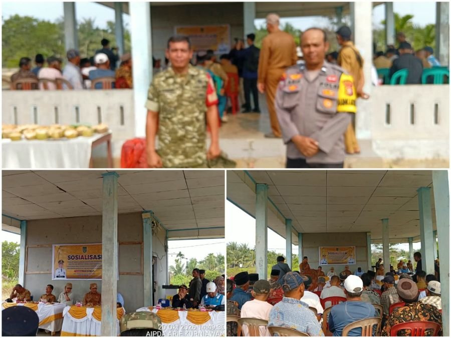 Tanjung Melayu Terang 24 Jam, Babinsa 04/Kuindra Dampingi Bupati Resmikan PLN dan Nama Dusun Baru