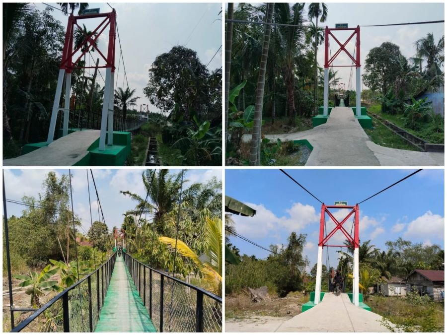 Terus Bersinergi, Koramil 09/Kemuning dan Warga Rampungkan Renovasi Jembatan Gantung