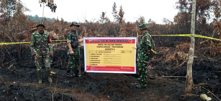 Tim Sosialisasi Karhutla Mabes TNI Tinjau Lokasi Karhutla di Desa Sungai Anak Kamal