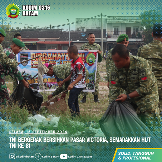 TNI Bergerak Bersihkan Pasar Victoria, Semarakkan HUT TNI ke-81