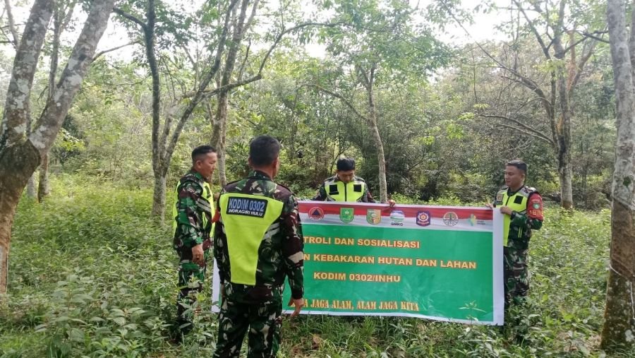 TNI Bergerak, Patroli Karhutla Digencarkan di Geringging Jaya