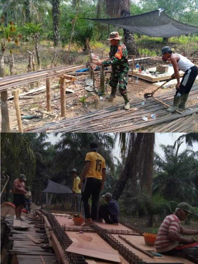 TNI dan Warga Berpacu Rampungkan  Jembatan Beton di Tanjung Sari