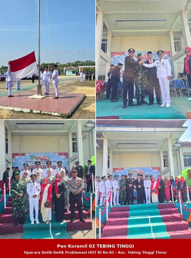 Upacara Detik-Detik Proklamasi HUT RI ke-81 di Tebing Tinggi Timur Berlangsung Aman