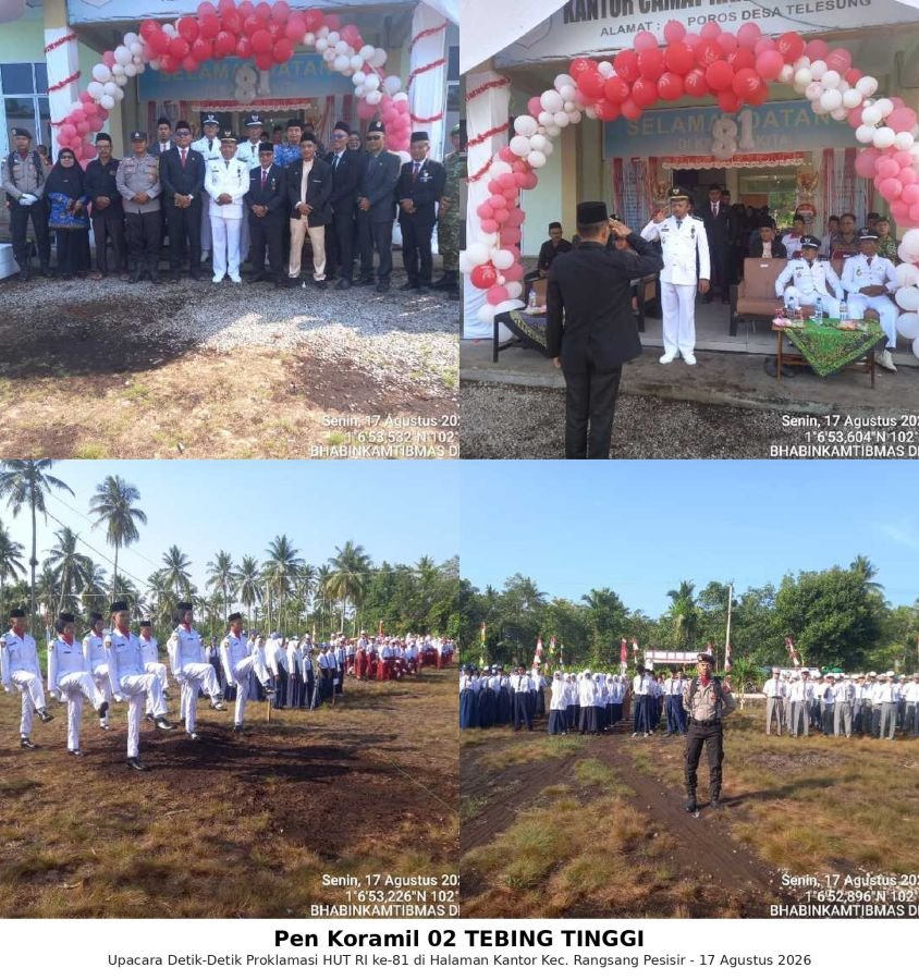Upacara Detik-Detik Proklamasi HUT RI ke-81 di Rangsang Pesisir Berjalan Aman dan Lancar