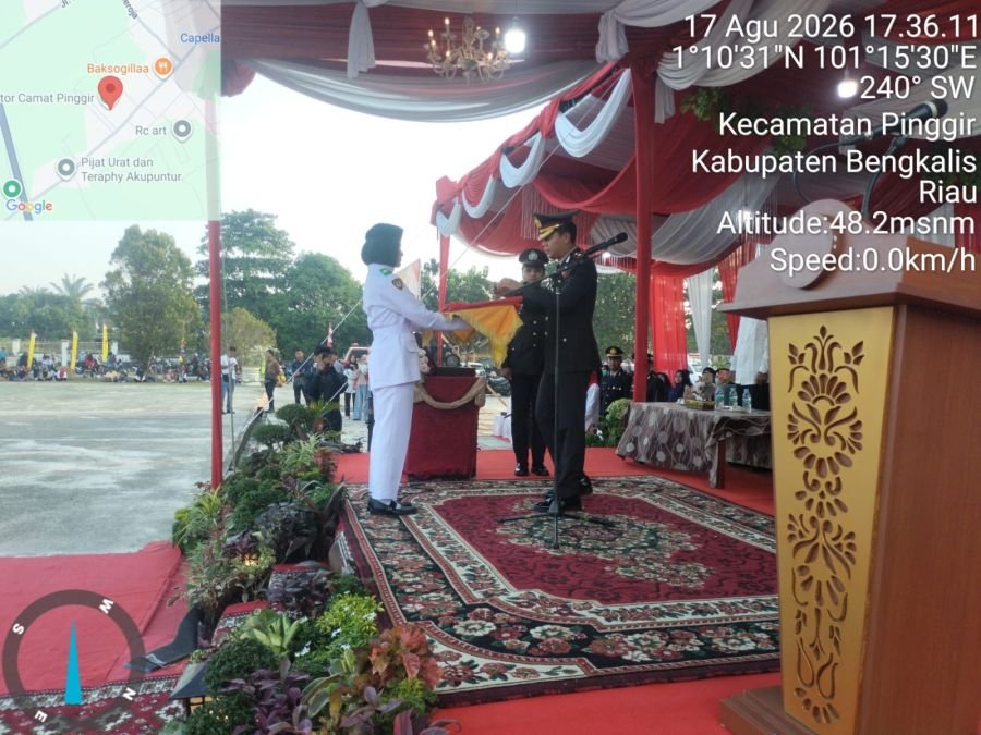 Upacara Penurunan Bendera HUT RI ke-81 di Kecamatan Pinggir Berjalan Khidmat & Lancar