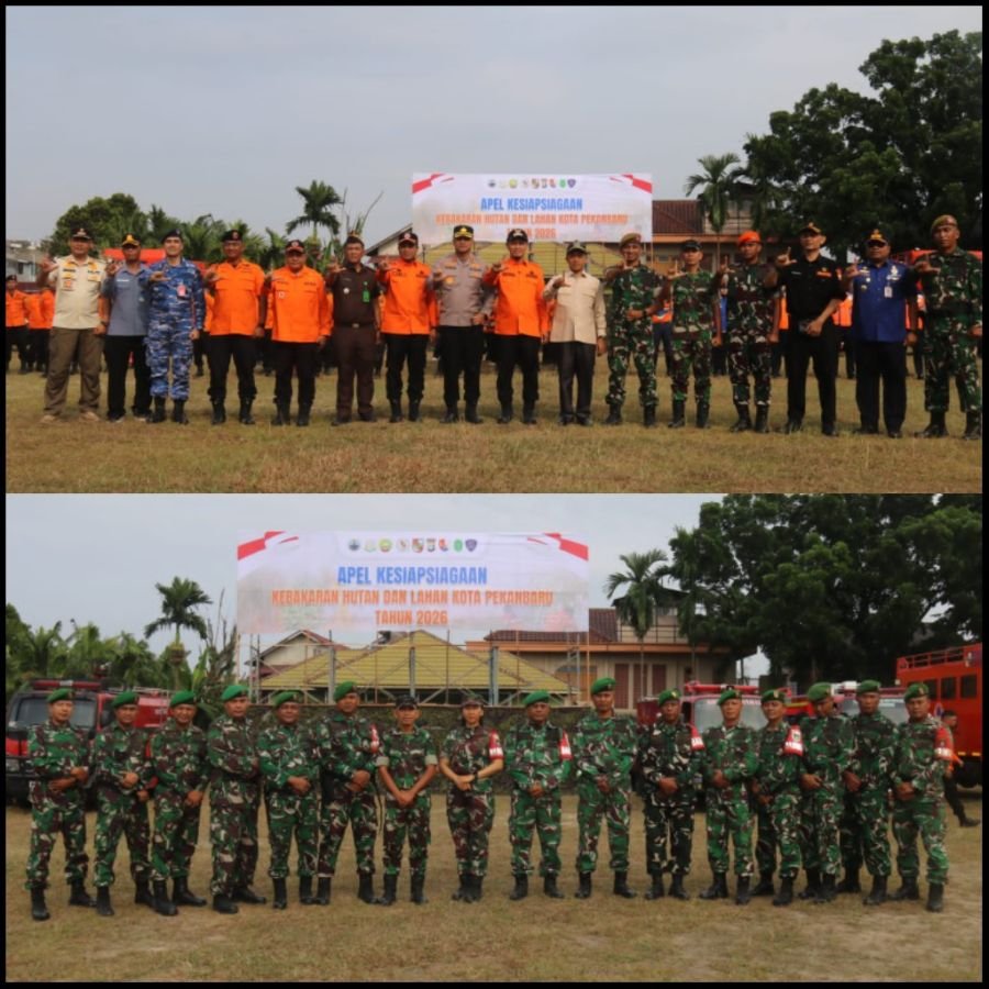 Wakili Dandim 0301/Pekanbaru, Pasiops Hadiri Apel Kesiapsiagaan Karhutla di Kota Pekanbaru 