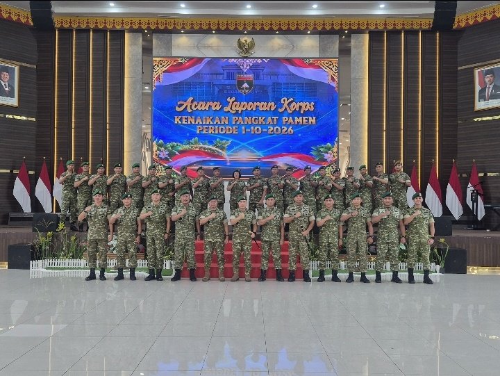 Wakili Dandim, Danramil 02/Kota Hadiri Laporan Korps Kenaikan Pangkat Perwira Menengah