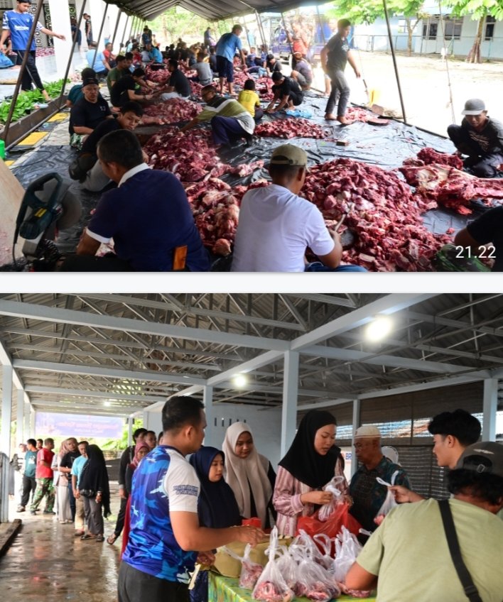 Wujud Kepedulian dan Persaudaraan, Lanud RSN Distribusikan Daging Hewan Kurban
