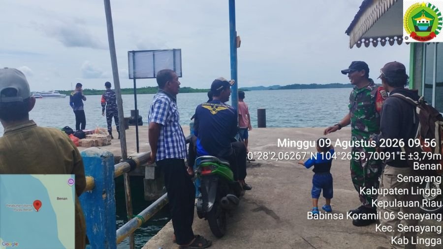 Wujud Kepedulian Teritorial, Babinsa Pantau Keamanan Penumpang Ferry Rute Benan–Tanjungpinang