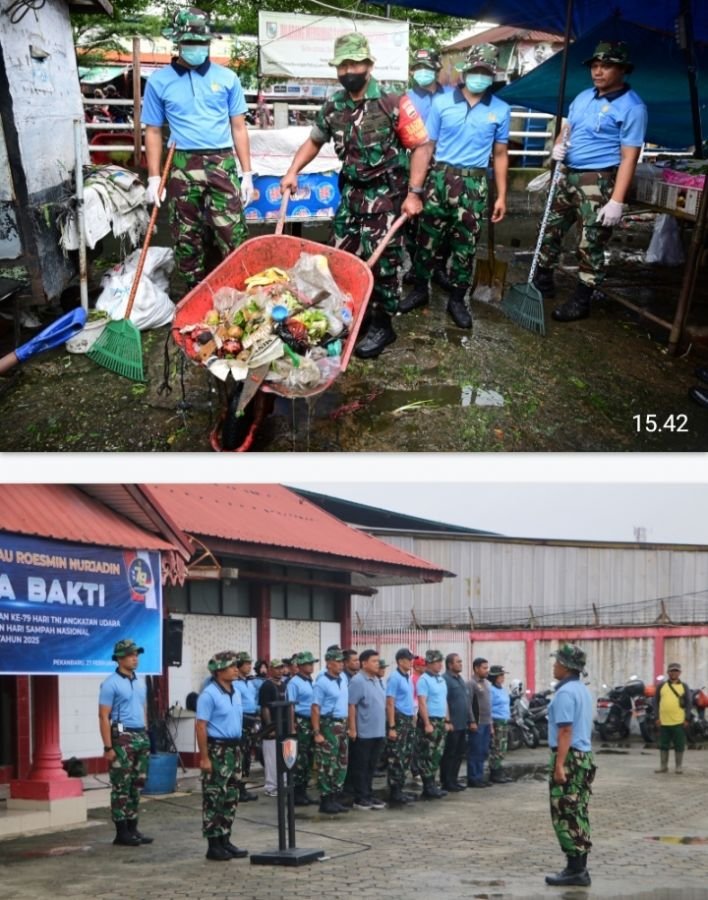 Wujud Nyata Peduli Lingkungan, Lanud Roesmin Nurjadin Gelar Karya Bakti