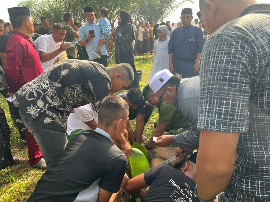 Yonif TP 850/SC Berbagi Hewan Kurban Ke Masyarakat