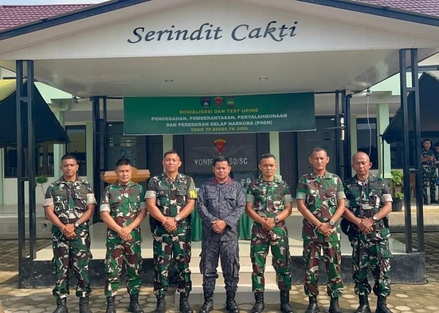 Yonif TP 850/SC Gelar Sosialisasi P4GN dan Tes Urine