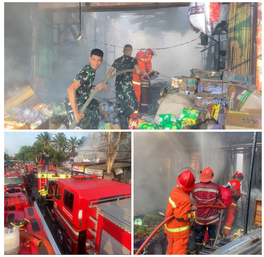 Yonif TP 898 Bergerak Cepat Padamkan Kebakaran di Kota Bangkinang