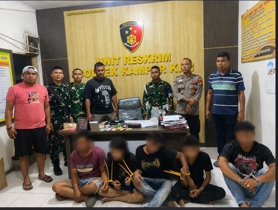 Yonif TP 898/PC Bantu Ungkap Kasus Narkoba, Lima Terduga Diserahkan ke Polisi