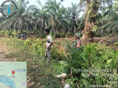Babinsa Koramil 02/Sungai Apit Perketat Patroli Karhutla di Kampung Dosan