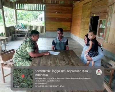 Babinsa Koramil 05/Daik Imbau Warga Sungai Pinang Jaga Kebersihan Lingkungan