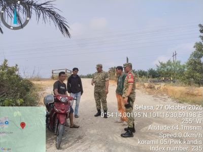 Babinsa Koramil Kandis Patroli Migas, Perkuat Pengawasan Bersama Warga