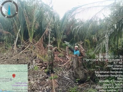 Babinsa Sertu Batu bara rutin melaksanakan patroli karhutla bersama masyarakat