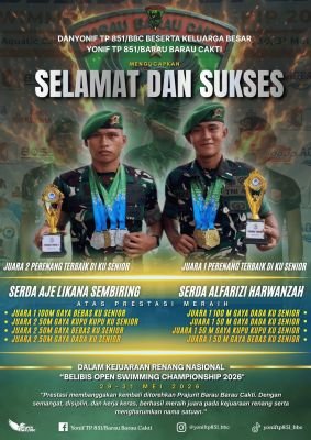Dua Prajurit Yonif TP 851/BBC Sabet Gelar Perenang Terbaik Nasional