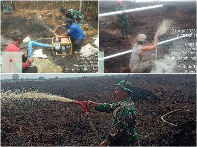 Dukung Penanggulangan Karhutla, Babinsa Koramil 07/Reteh Pastikan Sumur Bor Berfungsi