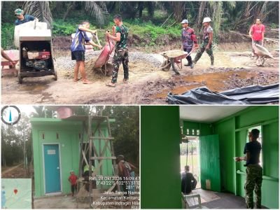 Hari ke-16 TMMD ke-130 Kodim 0314/Inhil, Sasaran Fisik dan Non Fisik di Kuala Lemang Hampir Tuntas