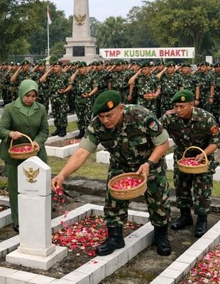 Hormati Jasa Pahlawan, Personel Kodim 0321/Rohil Gelar Ziarah Rombongan di TMP Kusuma Bhakti