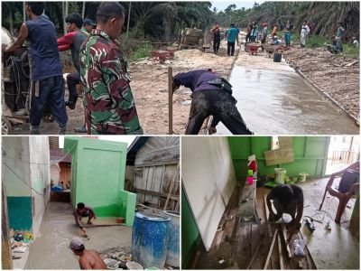 Jalan Semenisasi 75 Persen, Rehab RTLH dan MCK Hampir Rampung di TMMD ke-130 Kuala Lemang