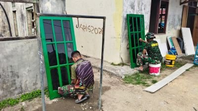 Koramil 04/Tebing Rehab PAUD, Babinsa Bantu Wujudkan Ruang Belajar Lebih Layak