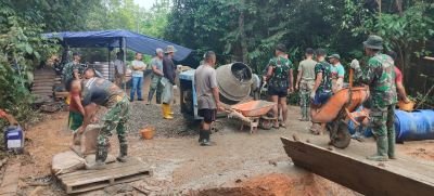 Pastikan Pekerjaan Sesuai Target, Dandim 0315/TPI Monitoring Pembangunan Jembatan Armco