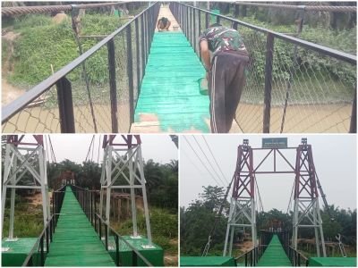 Pengecatan Lantai Jembatan Perintis Garuda Rampung 100 Persen, Babinsa 09/Kemuning Kebut Finishing