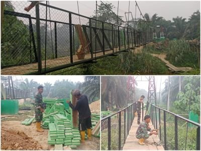 Progres Jembatan Perintis Garuda di Keritang Hulu: Pagar dan Lantai Mulai Terpasang