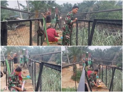 Progres Jembatan Perintis Garuda di Keritang Hulu, Pemasangan Pagar dan Lantai Dilanjutkan