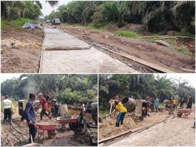 Progres Semenisasi Jalan TMMD Ke-130 Kodim Inhil di Kuala Lemang Capai 67 Persen, 670 Meter Rampung