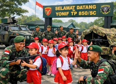 Siswa TK kunjungi Yonif TP 850/SC, kenal TNI sejak dini